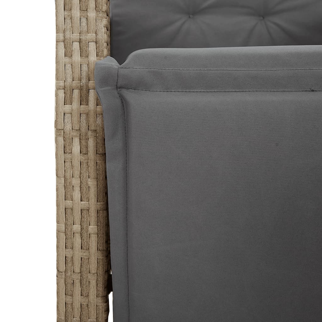 Tuinstoelen 2 st verstelbaar voetensteun poly rattan beige mix