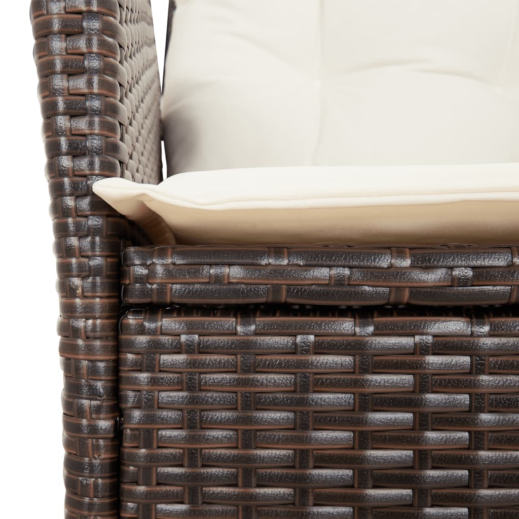 Tuinstoel verstelbaar met kussens poly rattan bruin
