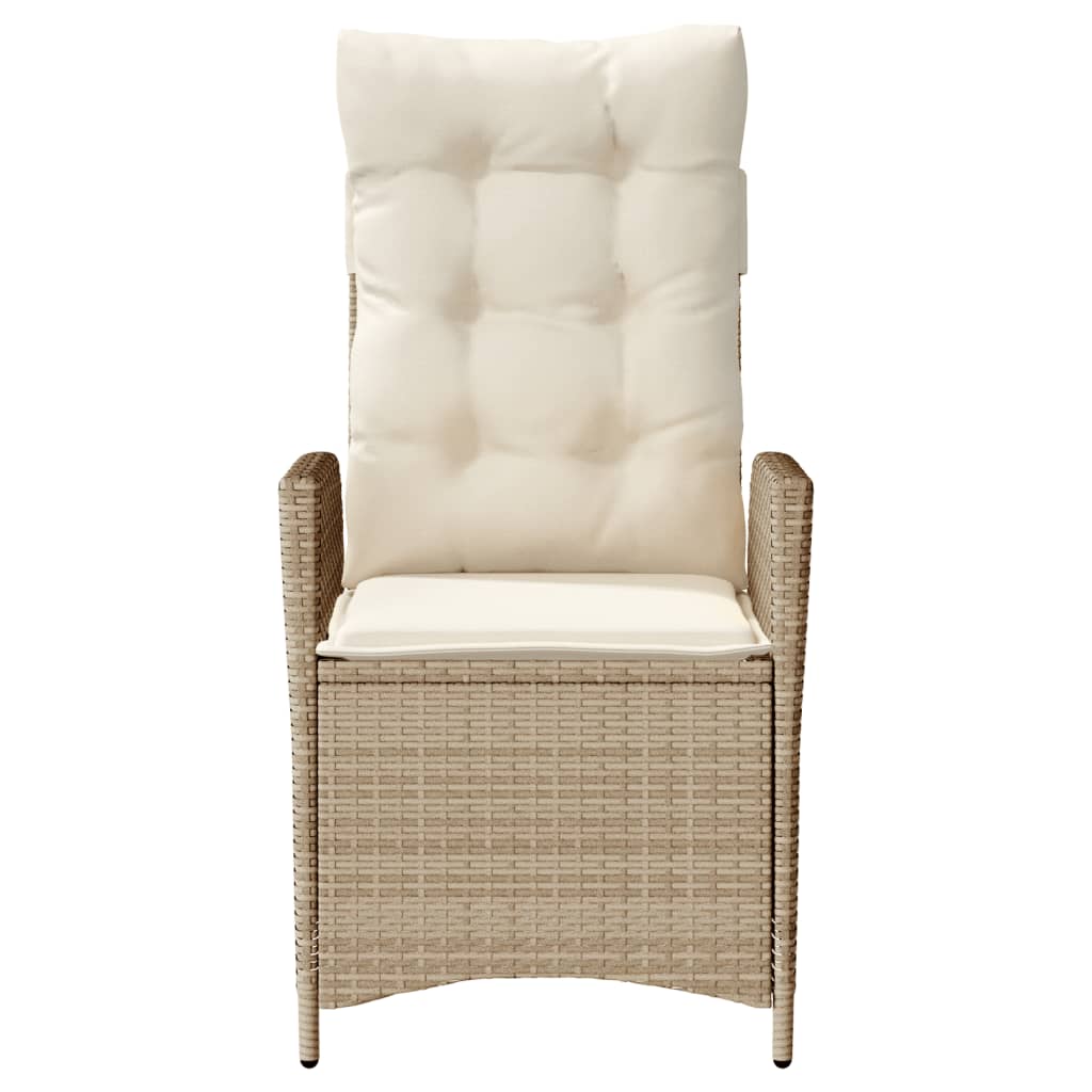 Tuinstoel verstelbaar met kussens poly rattan beige