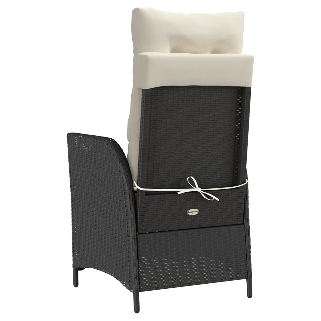 Tuinstoelen 2 st verstelbaar met kussens poly rattan zwart