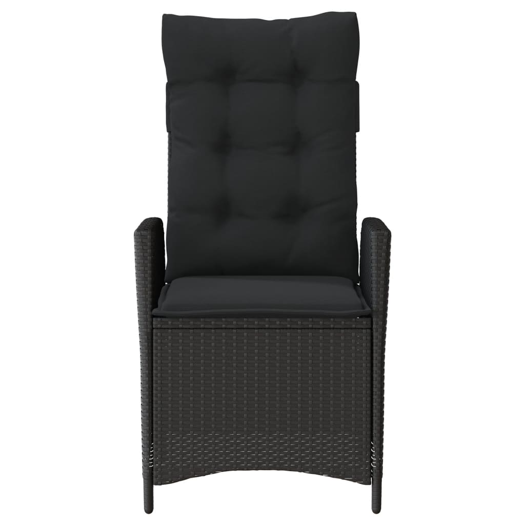 Tuinstoelen 2 st verstelbaar met kussens poly rattan zwart