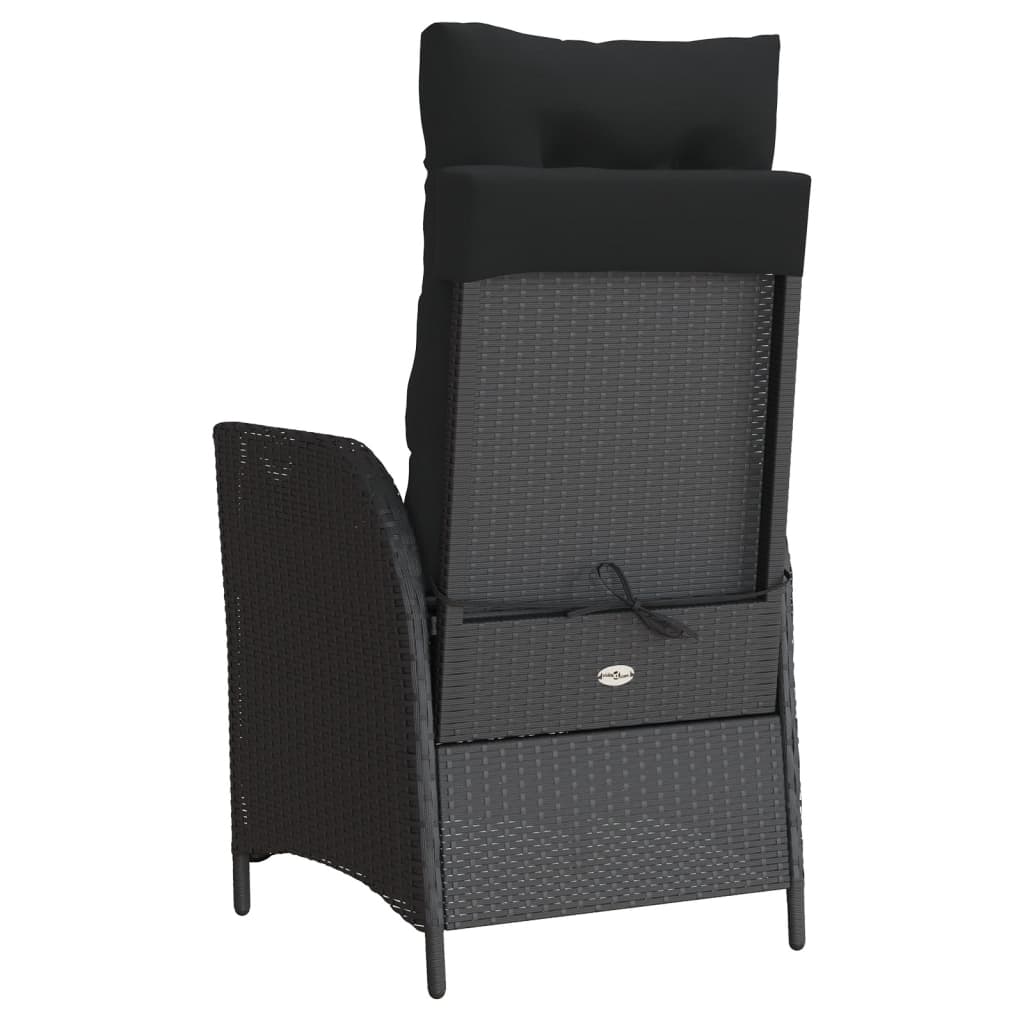 Tuinstoelen 2 st verstelbaar met kussens poly rattan zwart