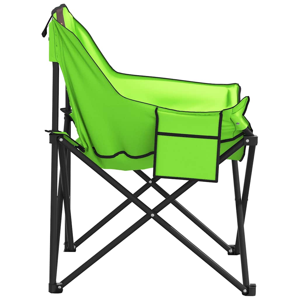 Campingstoelen 2 st met vakje inklapbaar groen