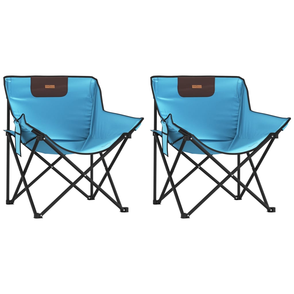 Campingstoelen 2 st met vakje inklapbaar felblauw