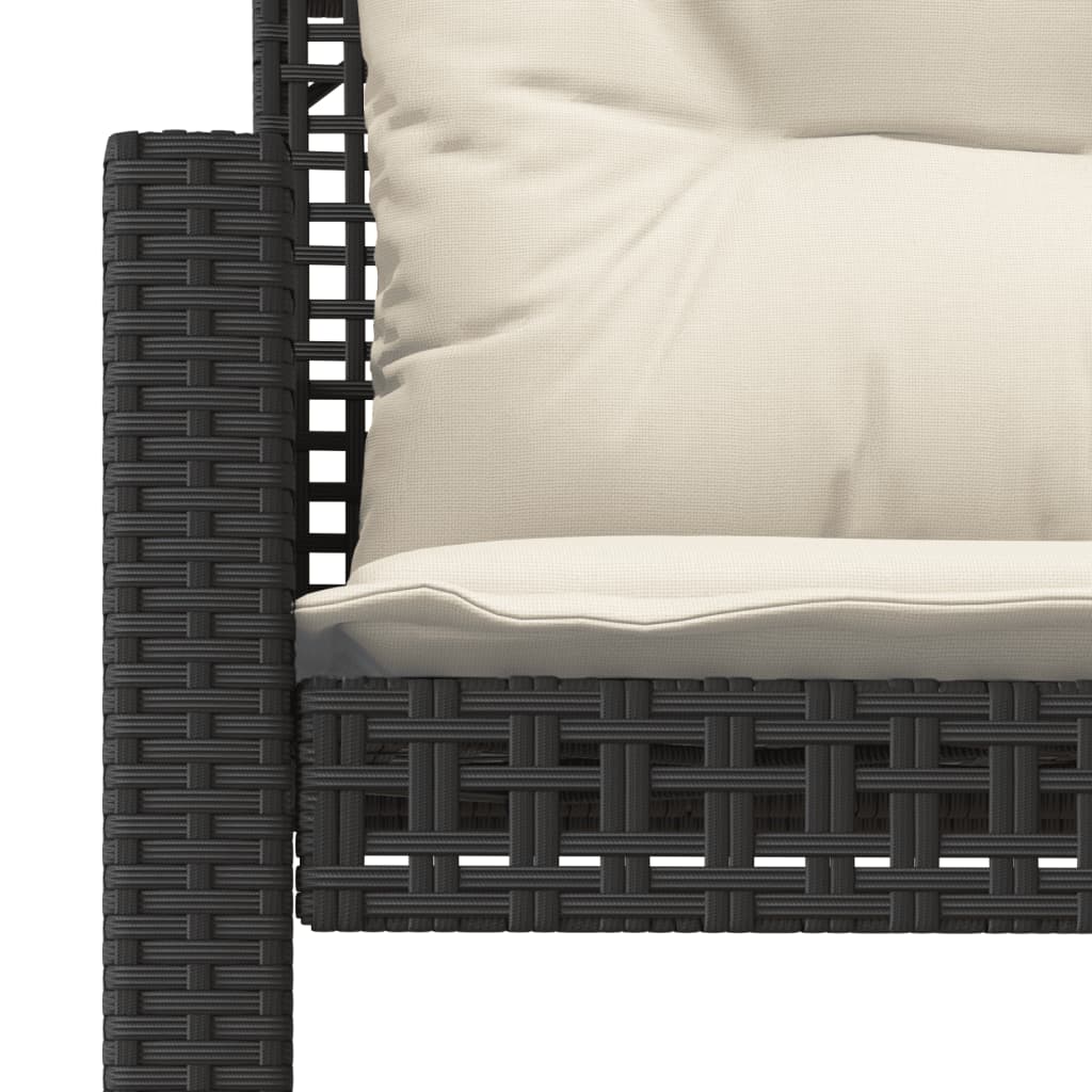 4-delige Loungeset met kussens poly rattan en glas zwart