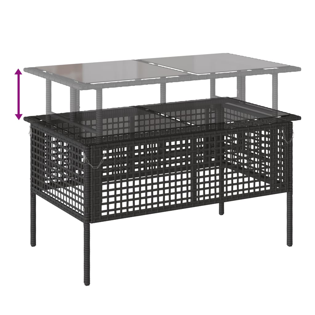 4-delige Loungeset met kussens poly rattan en glas zwart