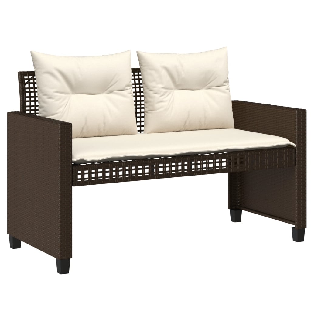 4-delige Loungeset met kussens poly rattan bruin
