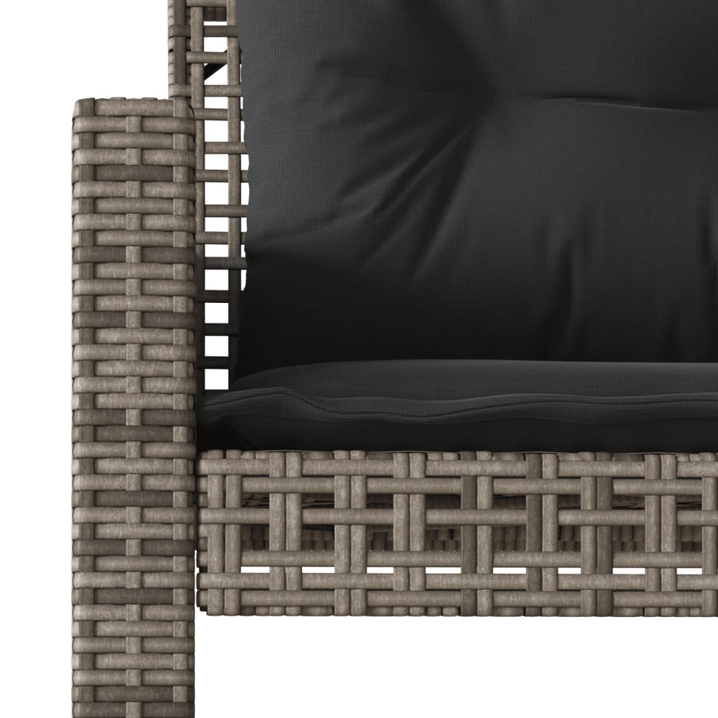 4-delige Loungeset met kussens poly rattan en glas grijs