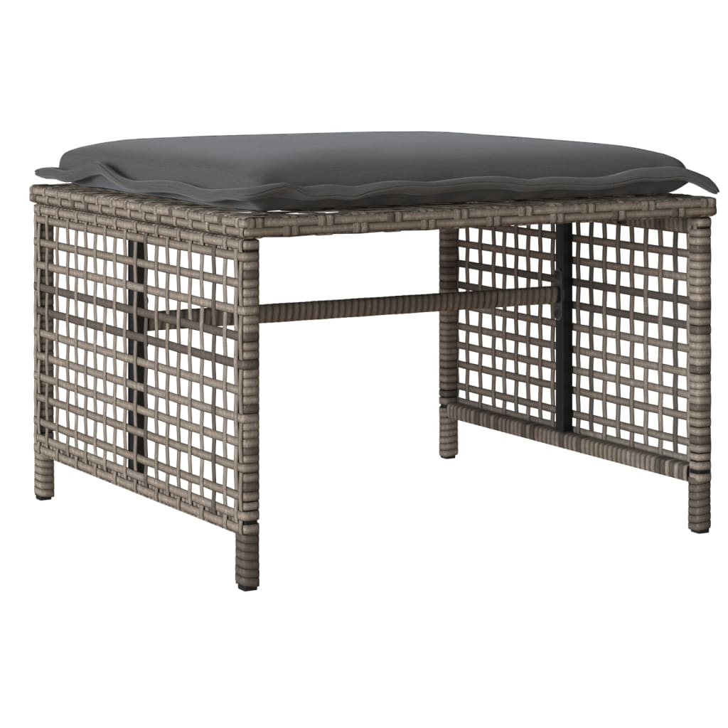 4-delige Loungeset met kussens poly rattan en glas grijs