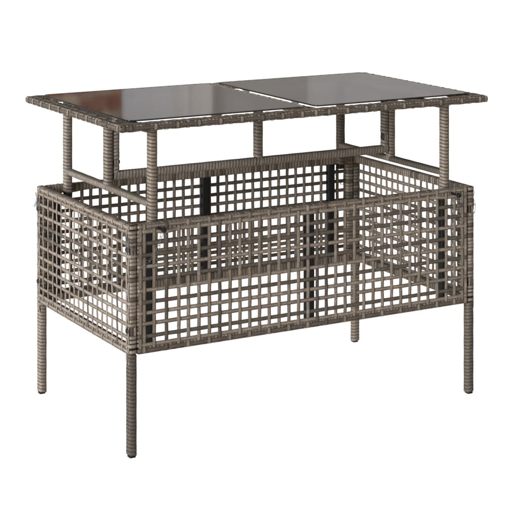 4-delige Loungeset met kussens poly rattan en glas grijs