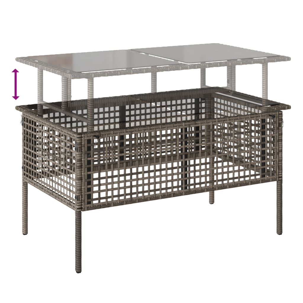 4-delige Loungeset met kussens poly rattan en glas grijs