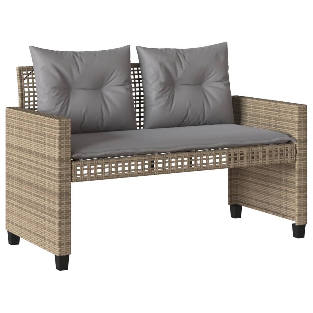 4-delige Loungeset met kussens poly rattan en glas beige