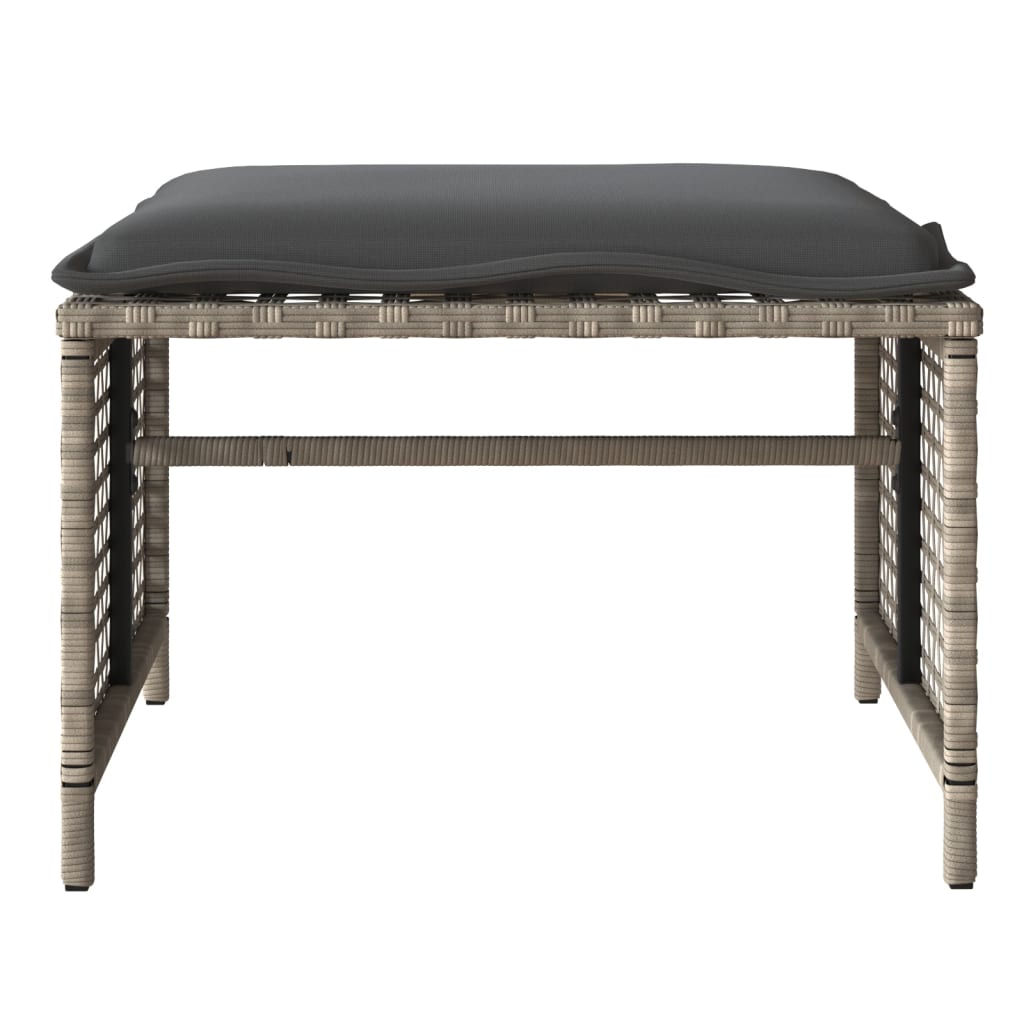 4-delige Loungeset met kussens poly rattan en glas lichtgrijs