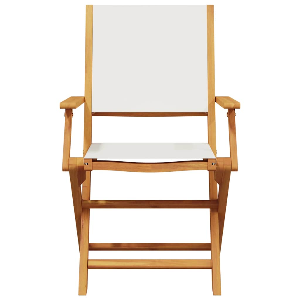 Tuinstoelen 2 st inklapbaar acaciahout en stof crèmewit