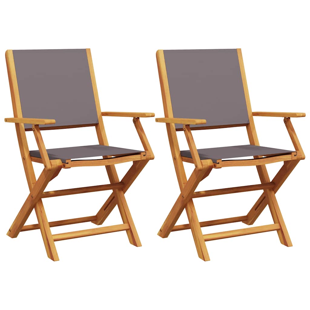 Tuinstoelen 2 st inklapbaar acaciahout en stof antracietkleurig