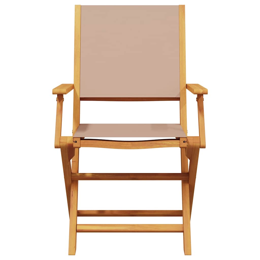 Tuinstoelen 2 st massief acaciahout en stof taupe