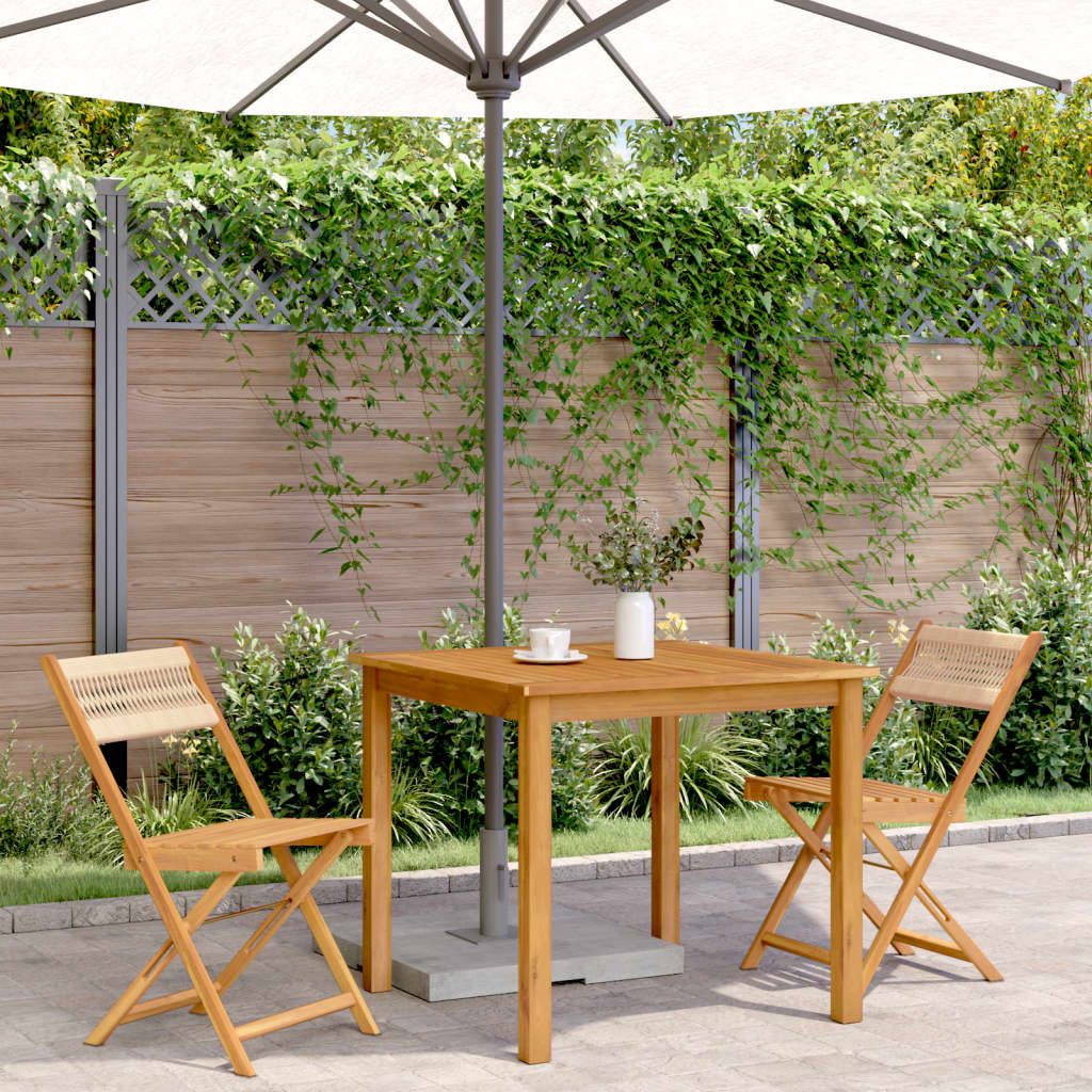 Bistrostoelen 2 st massief acaciahout en touw beige