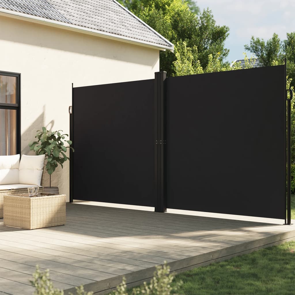 Tuinscherm uittrekbaar 220x1200 cm zwart