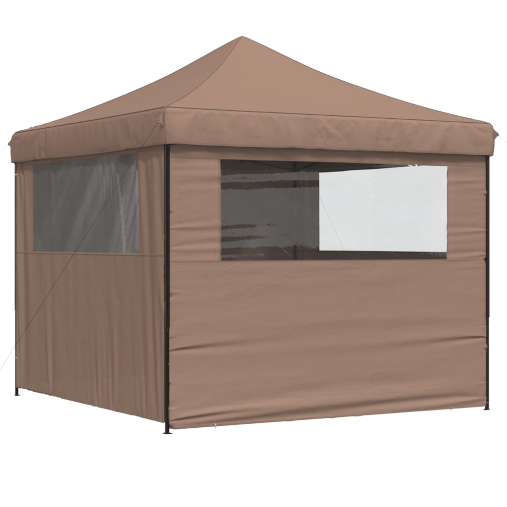 Partytent inklapbaar pop-up met 4 zijwanden bruin