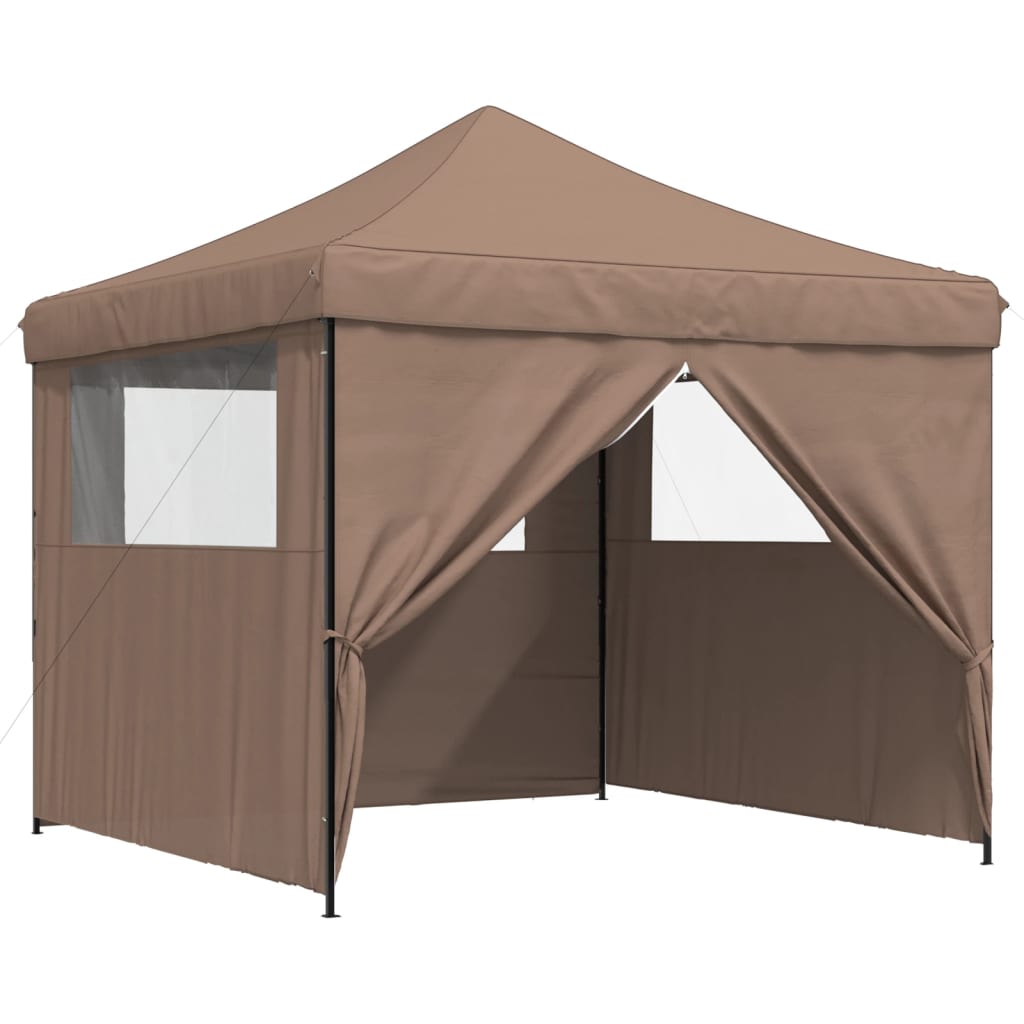 Partytent inklapbaar pop-up met 4 zijwanden bruin