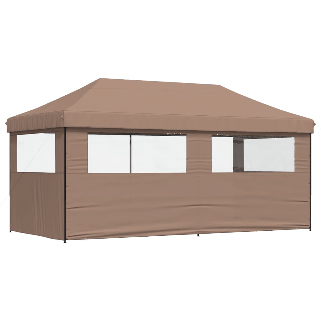 Partytent inklapbaar pop-up met 3 zijwanden bruin