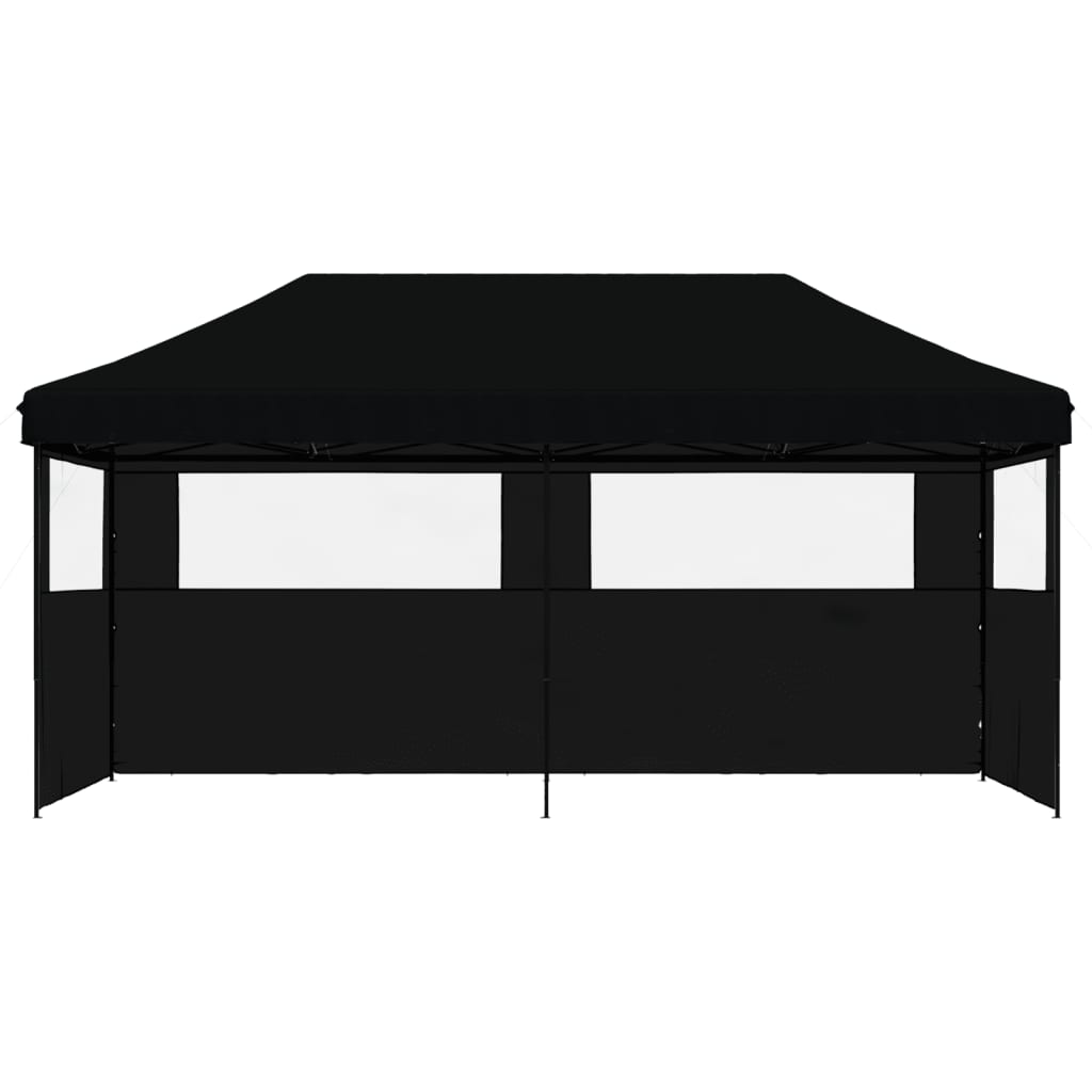 Partytent inklapbaar pop-up met 3 zijwanden zwart