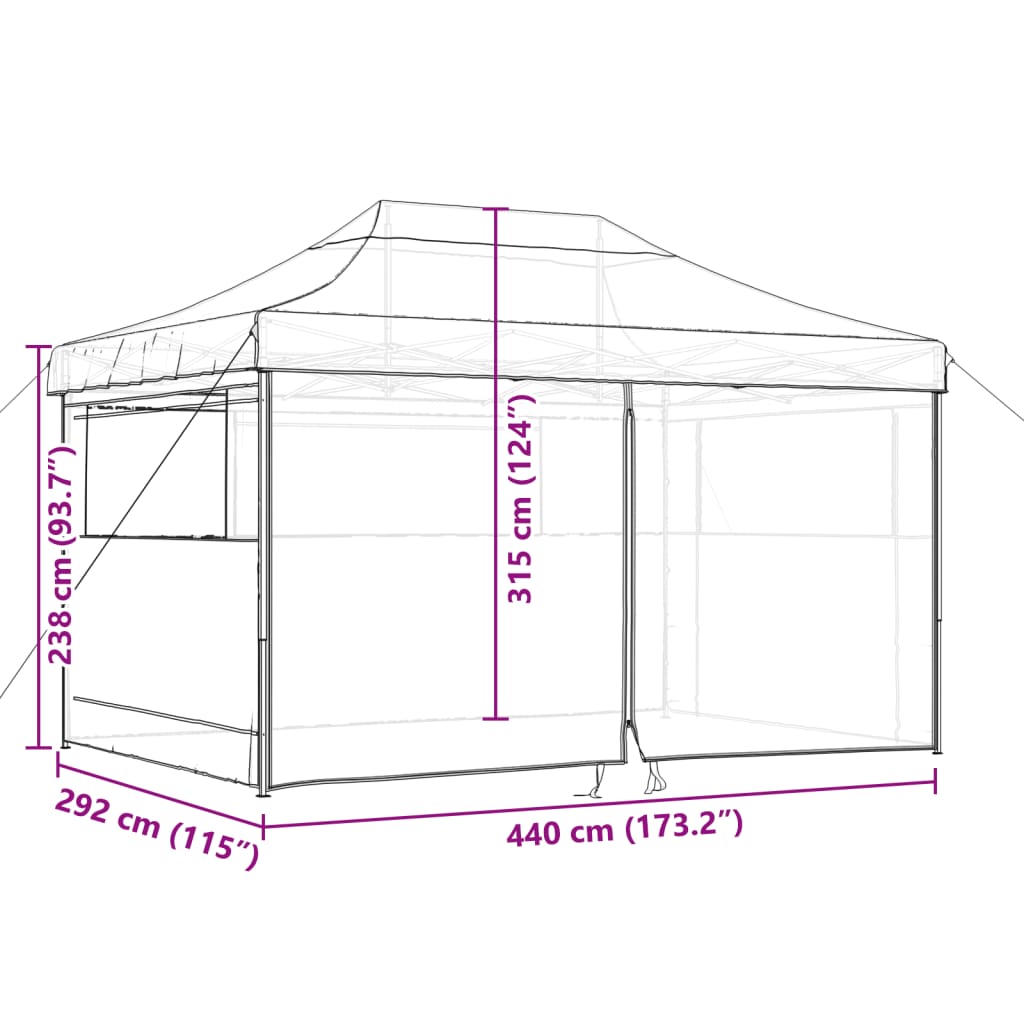 Partytent inklapbaar pop-up met 4 zijwanden groen