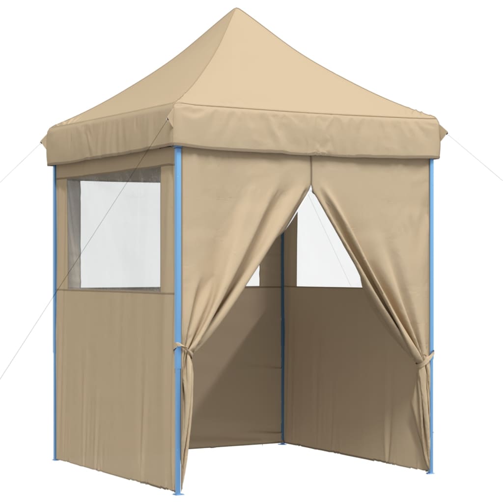 Partytent inklapbaar pop-up met 4 zijwanden beige