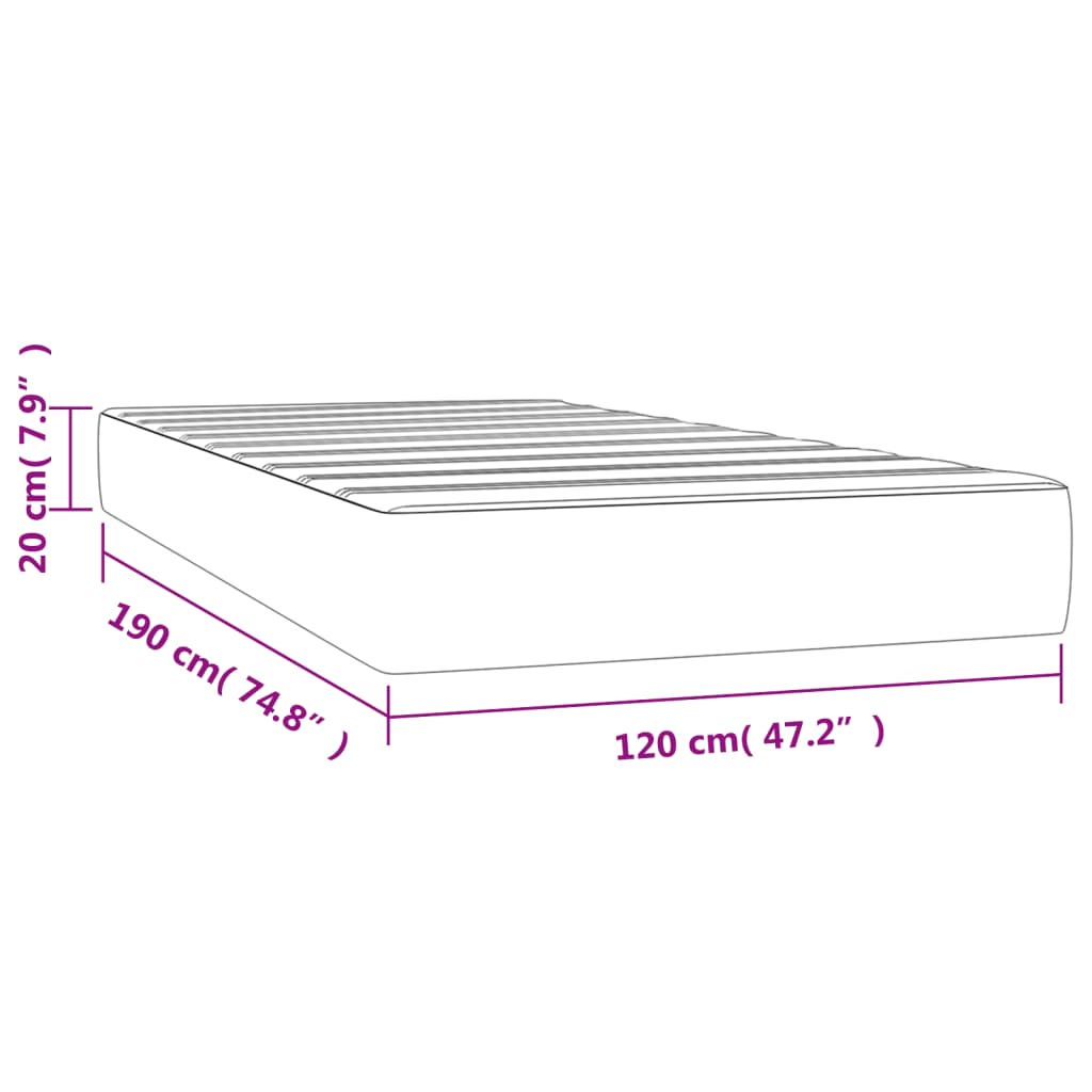 Pocketveringmatras 120x190x20 cm fluweel donkergrijs