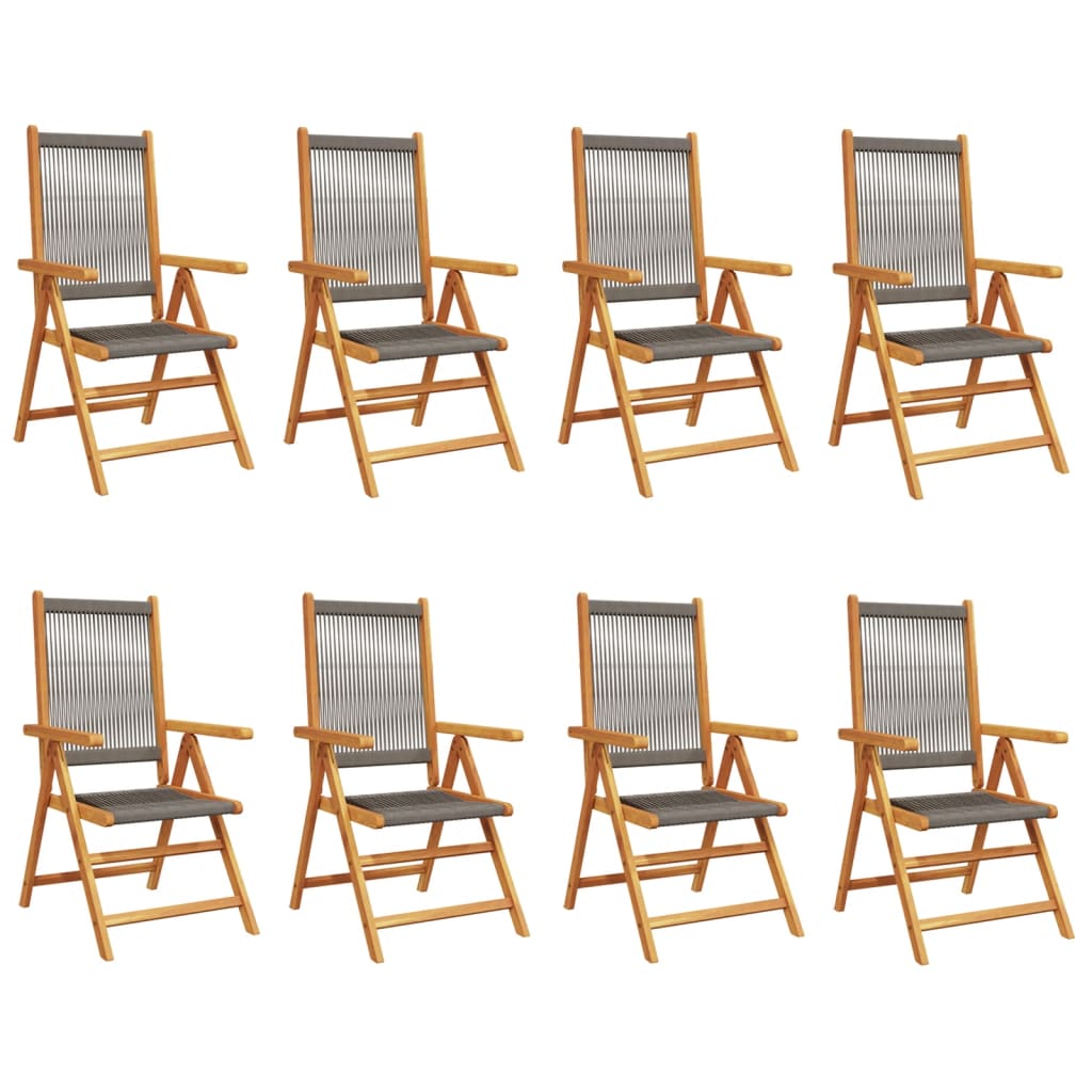 Tuinstoelen 8 st verstelbaar massief acaciahout grijs