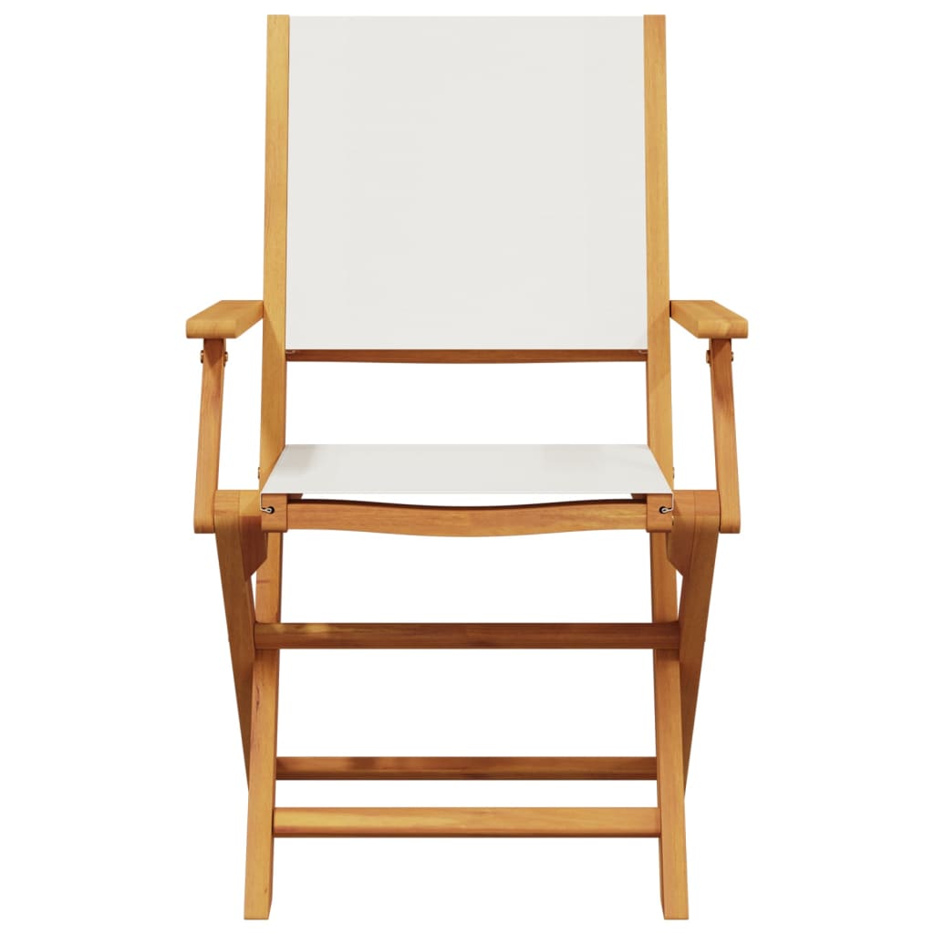 Tuinstoelen 6 st inklapbaar massief hout en stof crèmewit