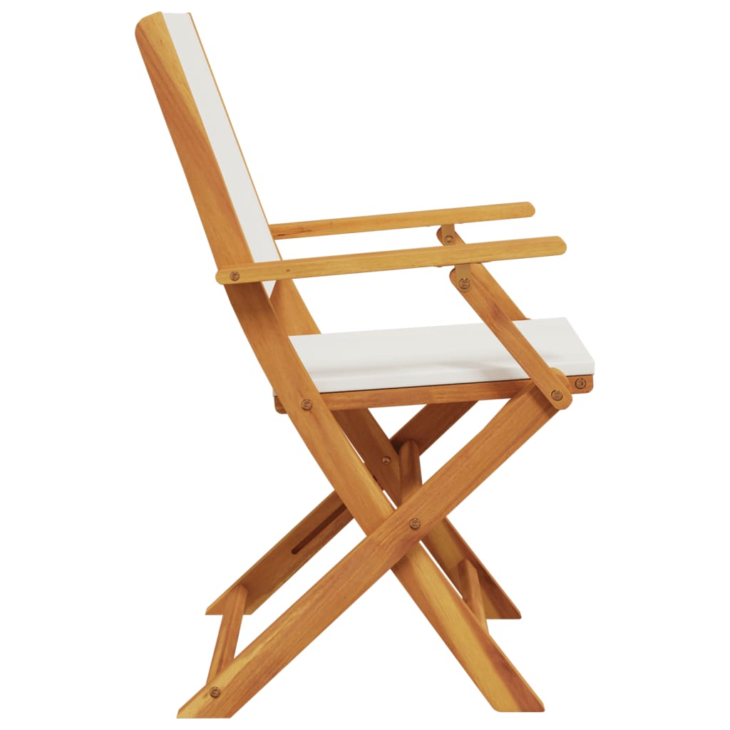 Tuinstoelen 6 st inklapbaar massief hout en stof crèmewit