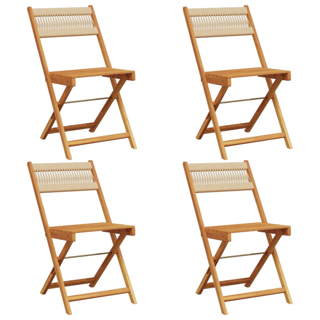 Tuinstoelen 4 st inklapbaar massief acaciahout beige