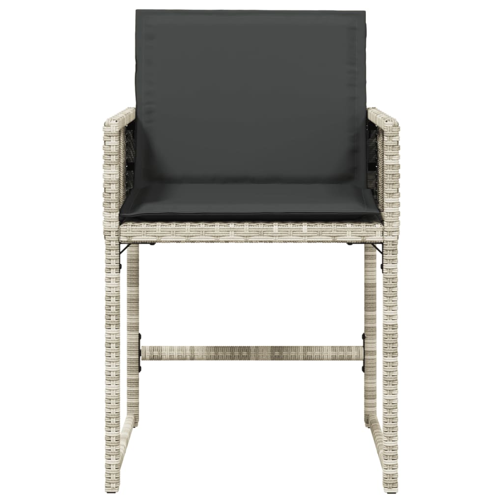 Tuinstoelen 4 st met kussens poly rattan lichtgrijs