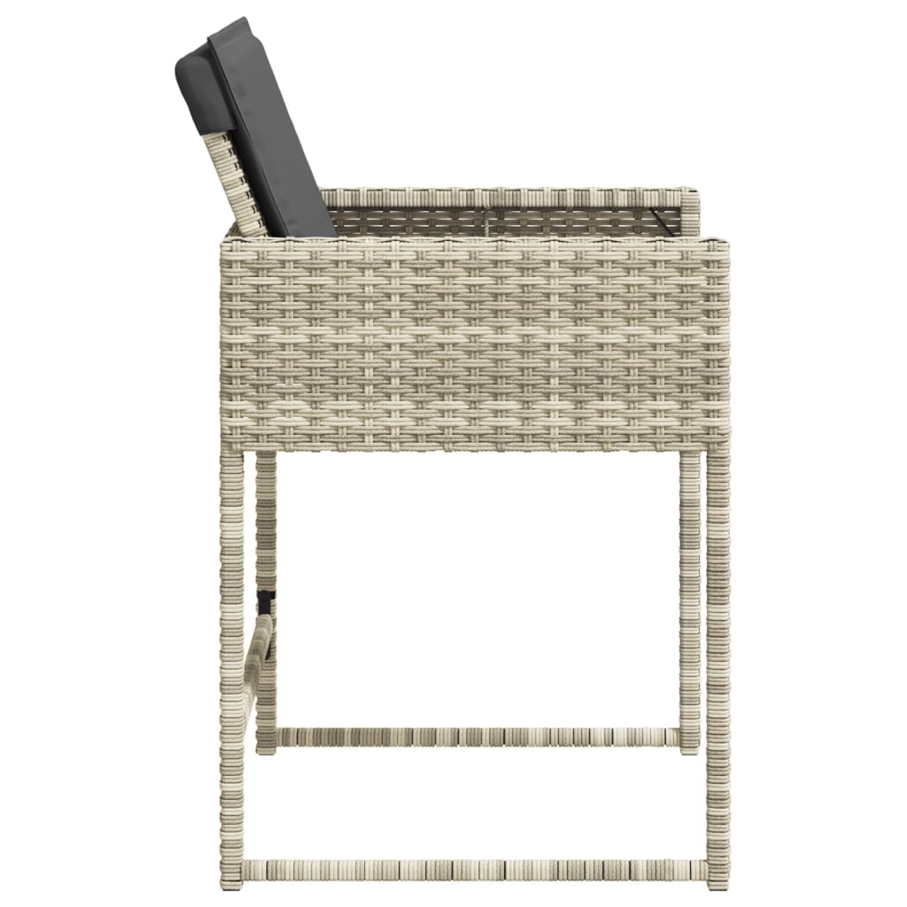Tuinstoelen 4 st met kussens poly rattan lichtgrijs