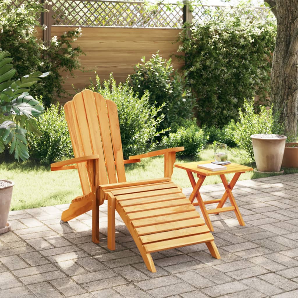 Tuinstoel Adirondack met voetensteun massief teakhout