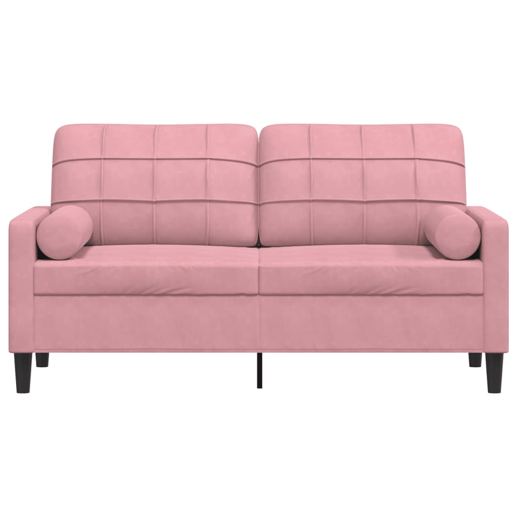 Tweezitsbank met sierkussens 140 cm fluweel roze