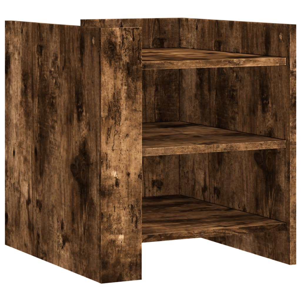 Nachtkastje 45x50x50 cm bewerkt hout gerookt eikenkleurig