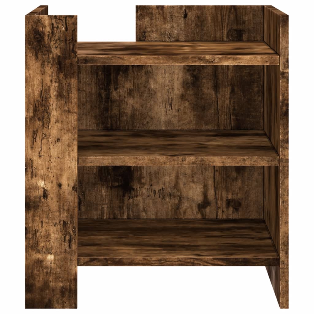 Nachtkastje 45x50x50 cm bewerkt hout gerookt eikenkleurig