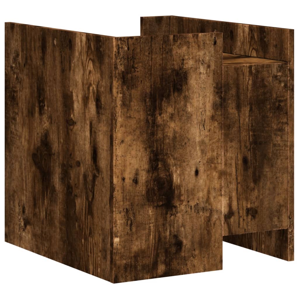 Nachtkastje 45x50x50 cm bewerkt hout gerookt eikenkleurig