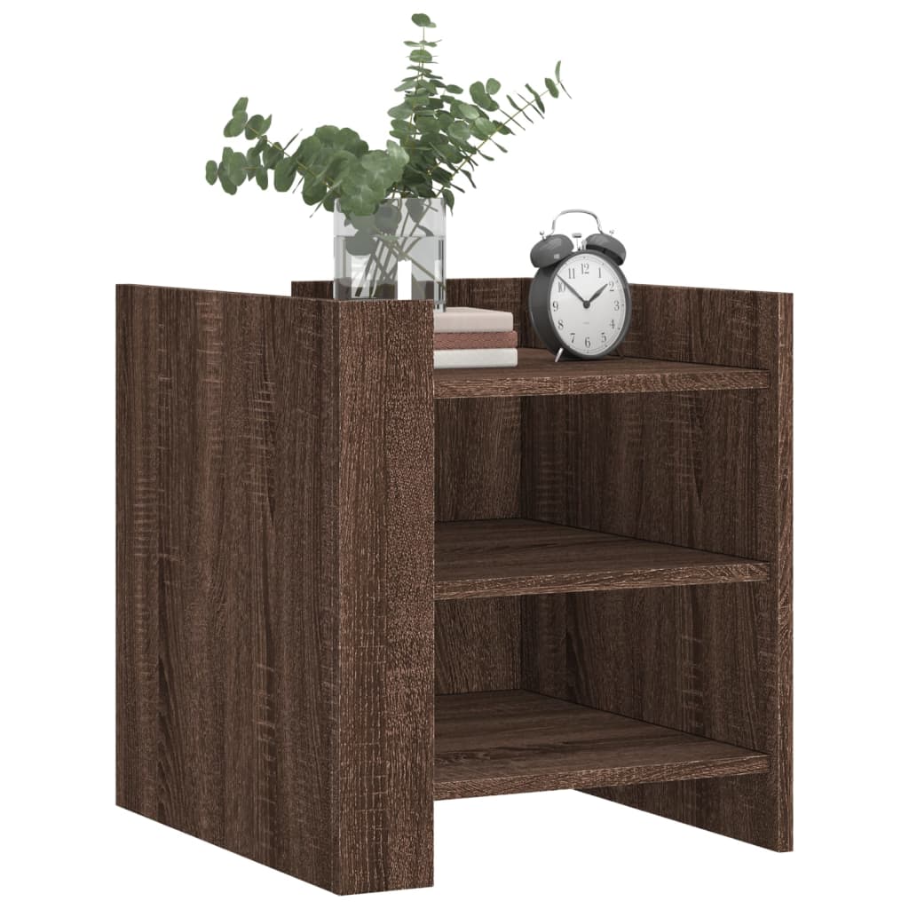 Nachtkastje 45x50x50 cm bewerkt hout bruin eikenkleurig
