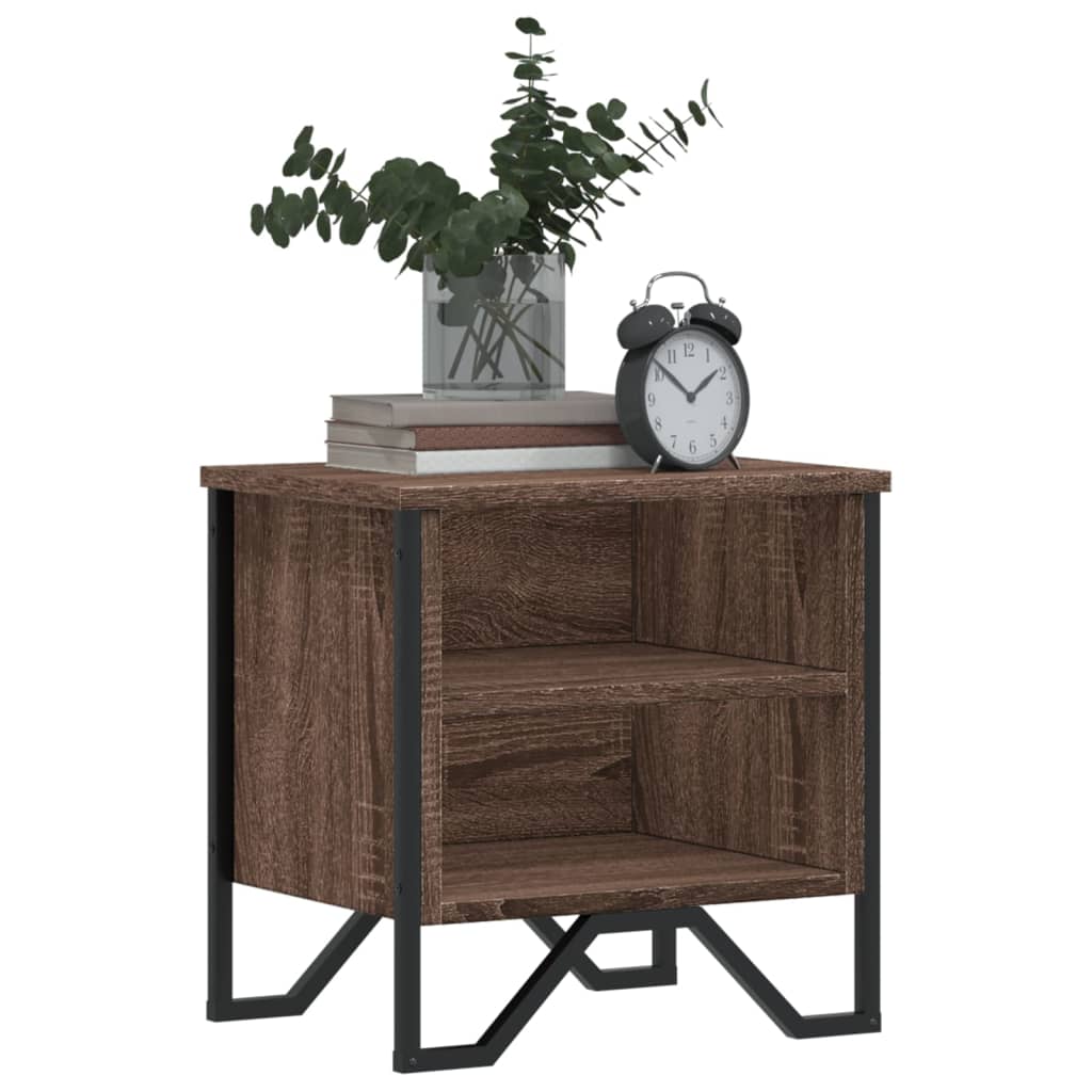 Nachtkastje 40x30x40 cm bewerkt hout bruin eikenkleur