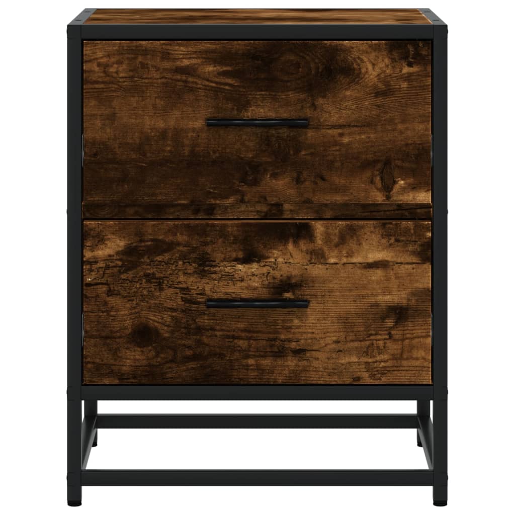 Nachtkastje 40x31x50 cm bewerkt hout gerookt eikenkleurig