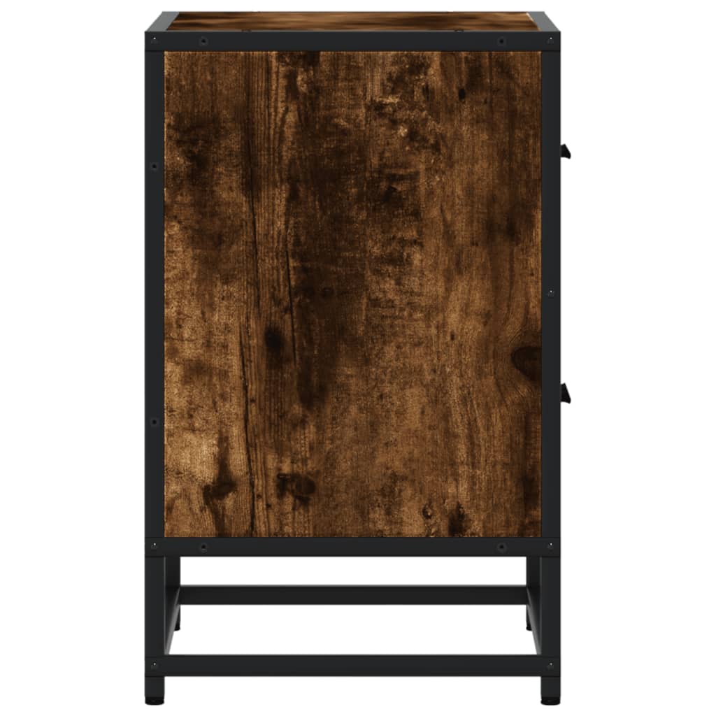 Nachtkastje 40x31x50 cm bewerkt hout gerookt eikenkleurig