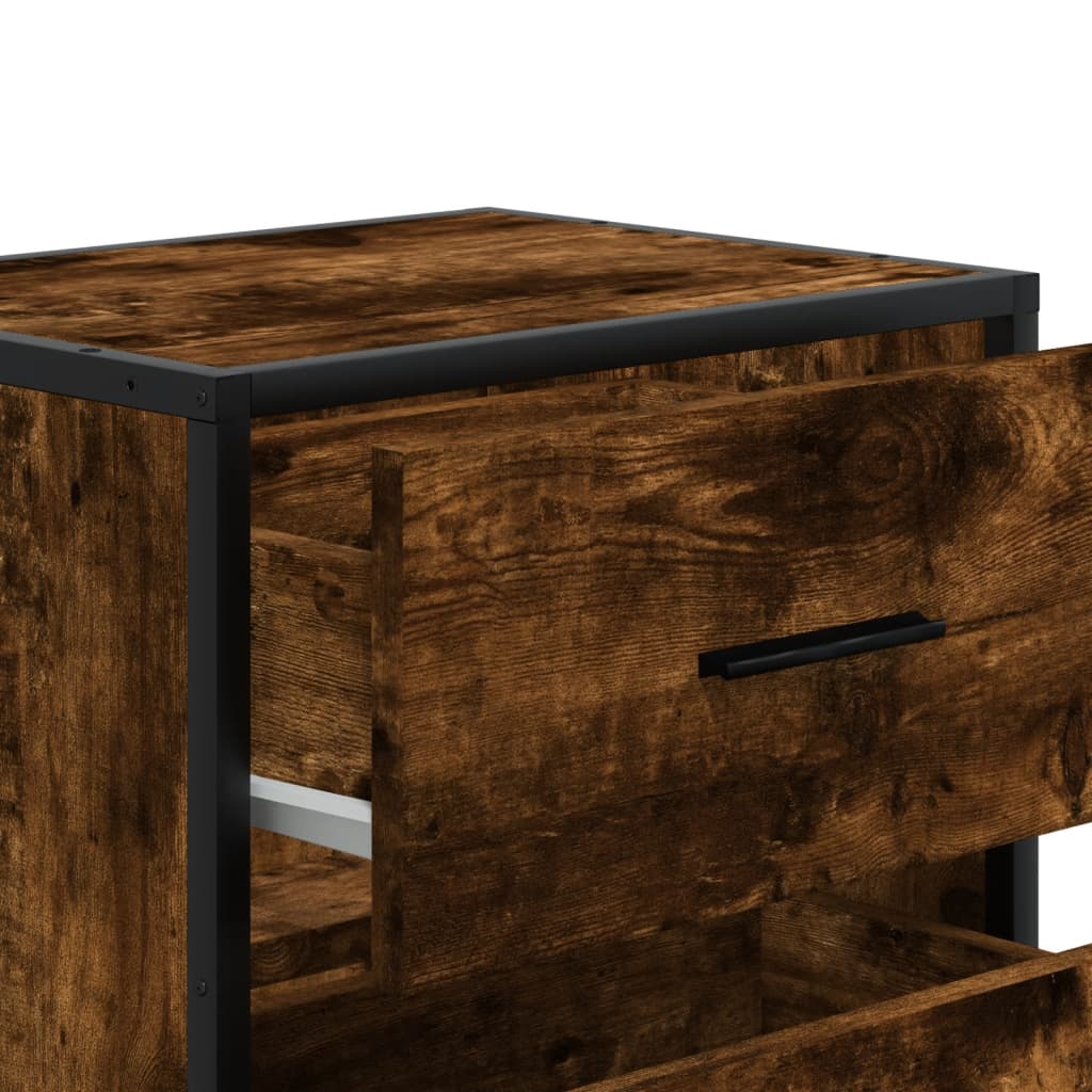 Nachtkastje 40x31x50 cm bewerkt hout gerookt eikenkleurig