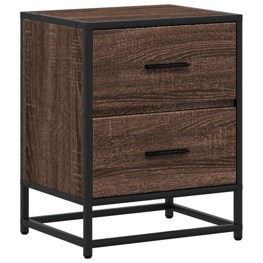 Nachtkastje 40x31x50 cm bewerkt hout bruin eikenkleurig