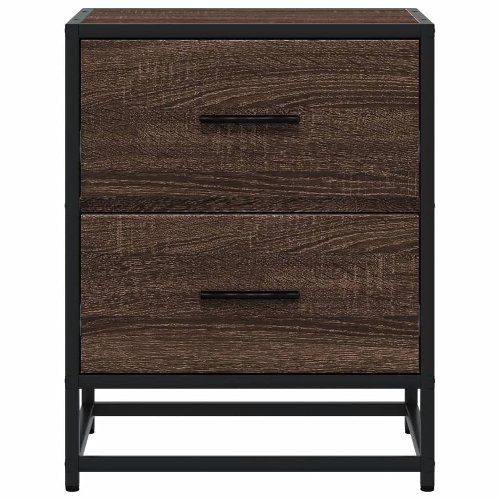 Nachtkastje 40x31x50 cm bewerkt hout bruin eikenkleurig