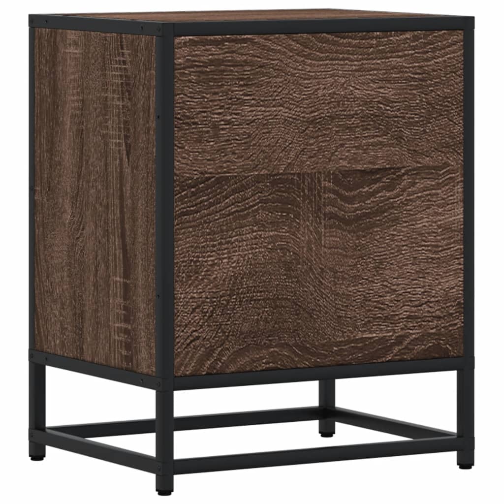 Nachtkastje 40x31x50 cm bewerkt hout bruin eikenkleurig