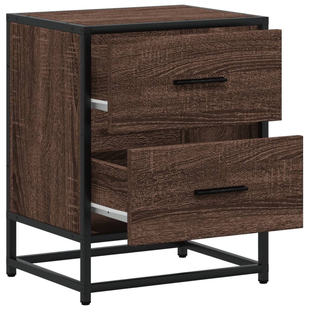 Nachtkastje 40x31x50 cm bewerkt hout bruin eikenkleurig