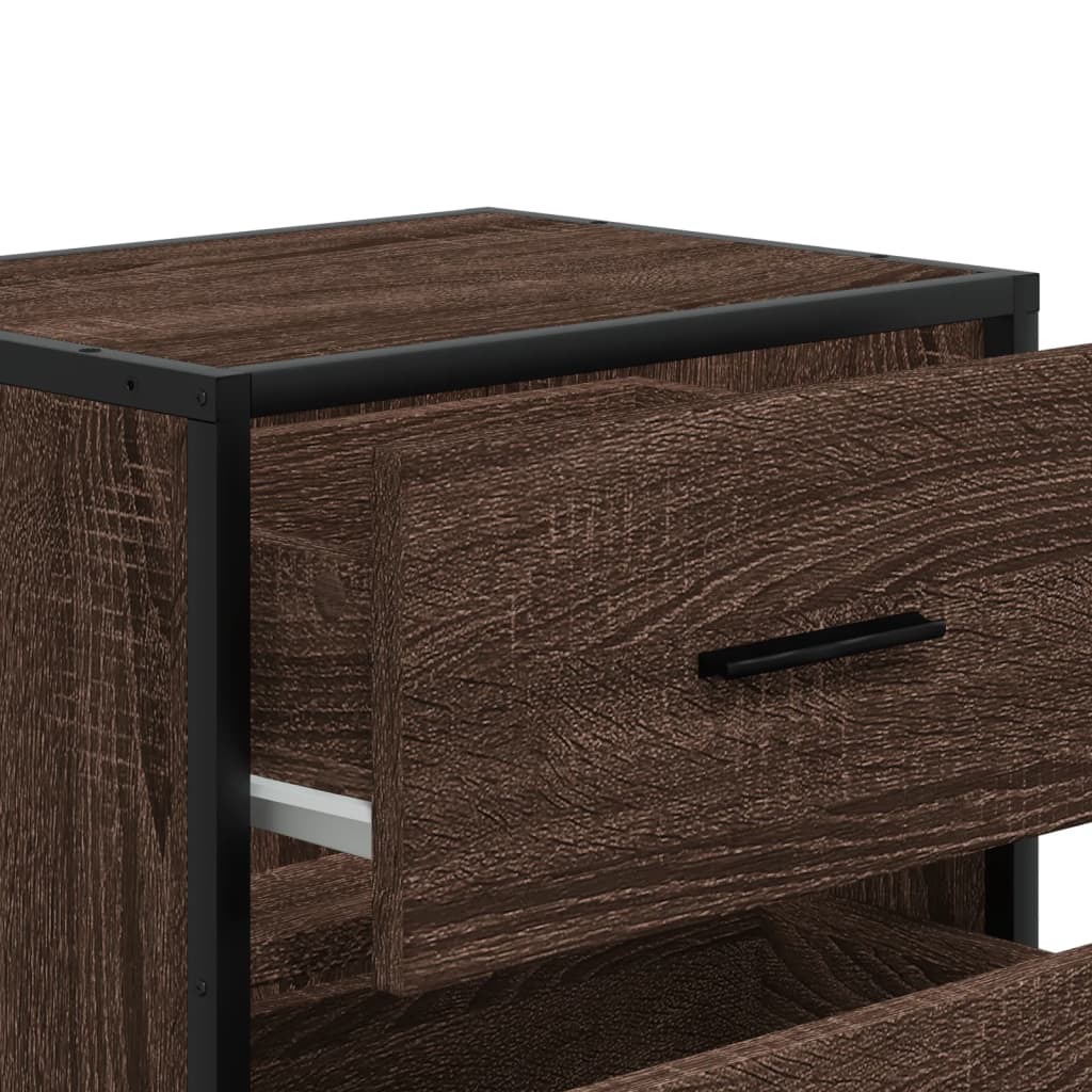 Nachtkastje 40x31x50 cm bewerkt hout bruin eikenkleurig